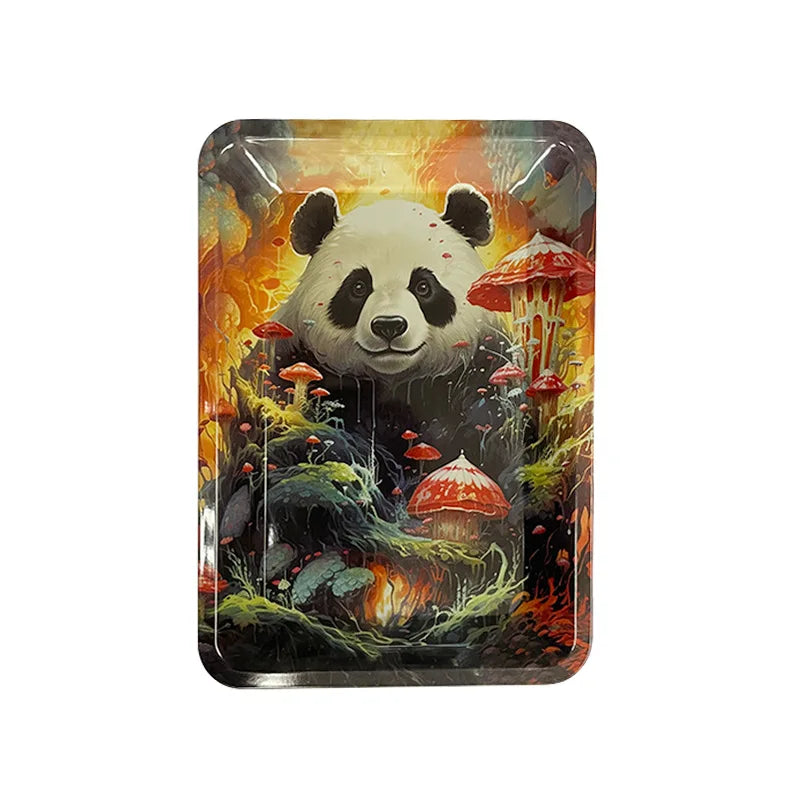 Metal Tobacco Storage Tray - Rolling Accessories Organizer with Decorative Patterns