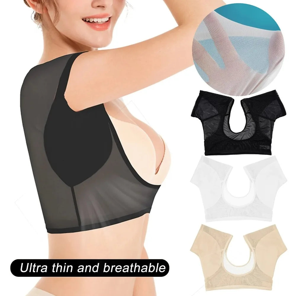 Breathable Sweat-Wicking Vest for Women – Slimming Mesh Cotton Underarm Pad, Sweat-Proof & Washable