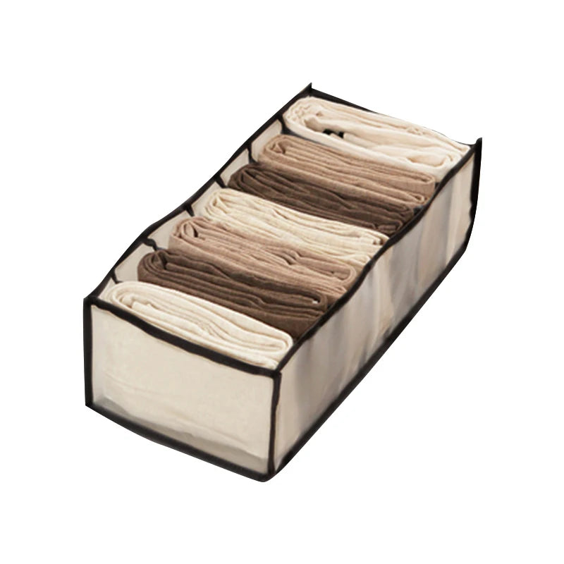 7-Grid Jeans Storage Box — Closet & Wardrobe Drawer Organizer for Clothes, Pants, and Socks Separation