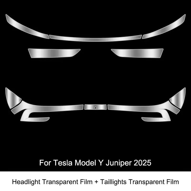 Tesla Model Y 2025 TPU Blackened Headlight & Taillight Protective Film – Juniper Color Changing Film