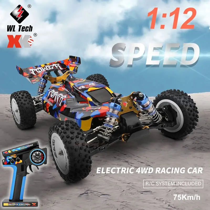 New WLtoys 124007 1/12 Brushless RC Car — 4WD 75KM/H Off-Road Drift with 2.4G One-Hand Remote, Racing Toy for Kids & Boys Gift