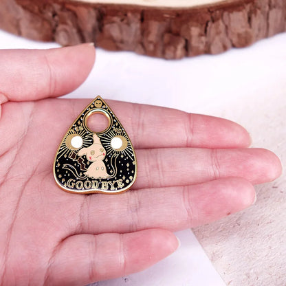 Cute Elf Ouija Planchette Pin - Witchy Divination Badge, Halloween Fashion Jewelry & Decorative Accessory