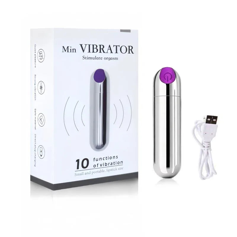 USB Rechargeable Mini Bullet Vibrator - 10 Speed Clitoral & G Spot Massage Stimulator for Women