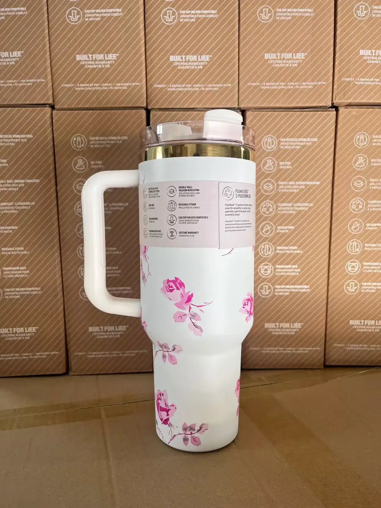 2025 New Stainless Steel Travel Mug with Handle & Straw Lid – 30oz/40oz Vacuum Insulated, Double Wall Thermal Iced Cup