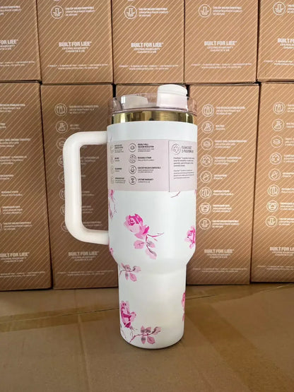 2025 New Stainless Steel Travel Mug with Handle & Straw Lid – 30oz/40oz Vacuum Insulated, Double Wall Thermal Iced Cup