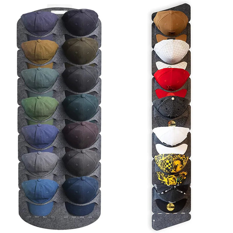 Felt Hat Storage Rack - Wall-Mounted Cap Holder, Baseball Peaked Cap Organizer, Travel Bag Clip, Closet Organizador