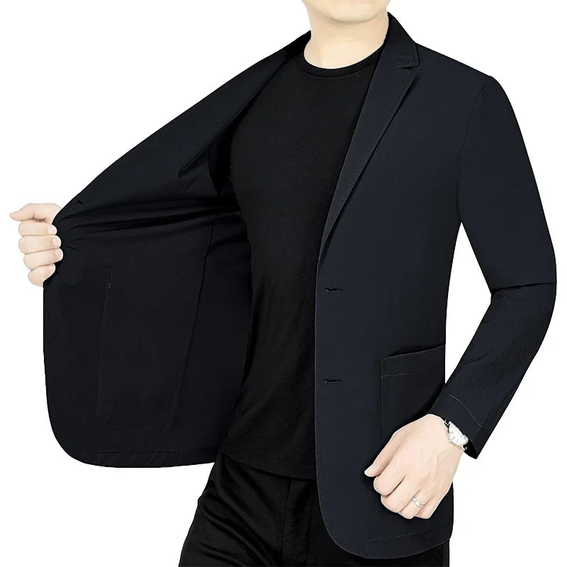 Men’s Summer Thin Blazer Jacket – Breathable, Elastic Sunscreen Coat for Business Casual, 4XL