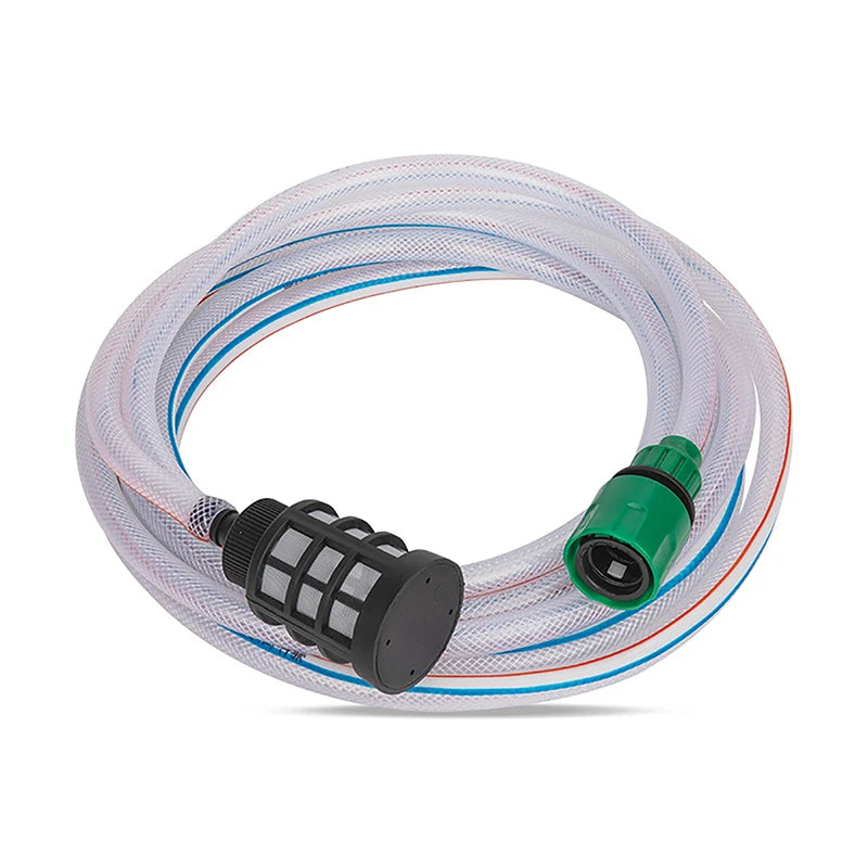 5M Portable Pressure Washer Hose Kit - Battery-Powered Car Washing Machine Suction Pipe with Water Inlet Filter for Home & Auto Cleaning