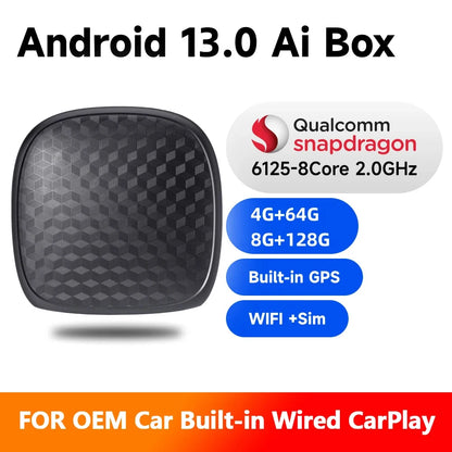 CarPlay AI Box 8+128G Android 13 – Wireless CarPlay & Android Auto, 8-Core CPU, 4G LTE for VW, Audi, Kia, Fiat