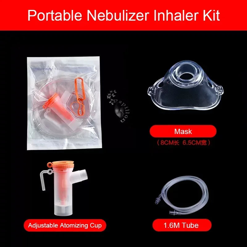 Portable Nebulizer Kit - Inhaler Mask, Filter & Spray Cup Accessories For Medical and Veterinary Care
