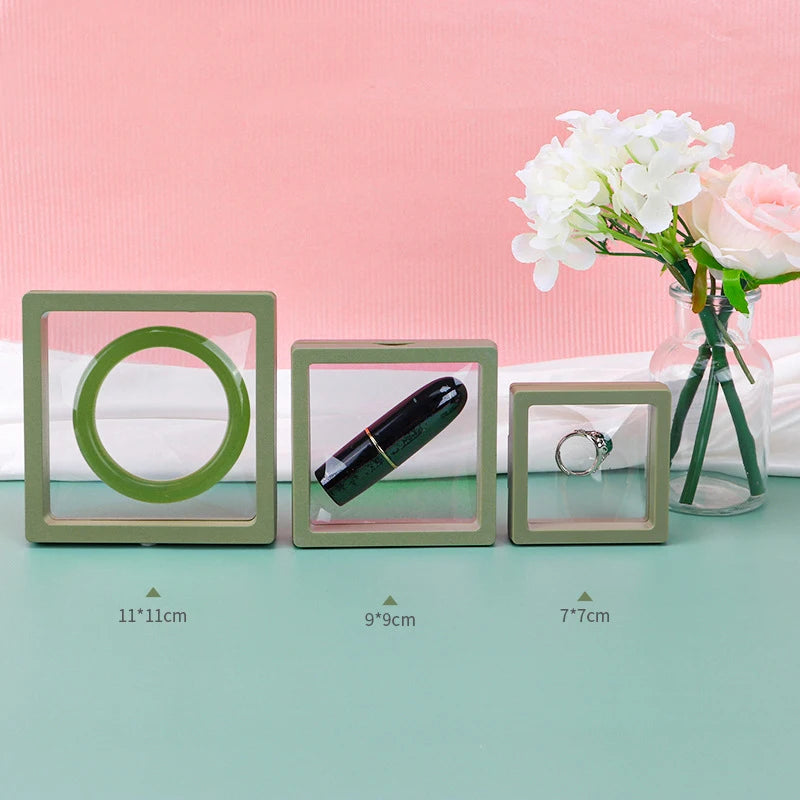 10pcs Transparent Floating Jewelry Display Boxes – Colorful 3D PE Membrane Frame Cases
