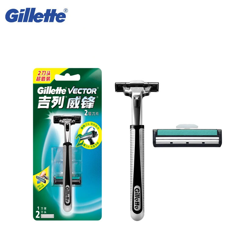 Gillette Vector 2 Razor Set for Men - 9 Blades with 2-Layer Razor Blades for Smooth Shaving