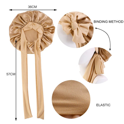 New Satin Sleeping Hat for Women – Stretchy Tie Band, Adjustable Night Shower Cap, Hair Head Cover Bonnet Turban