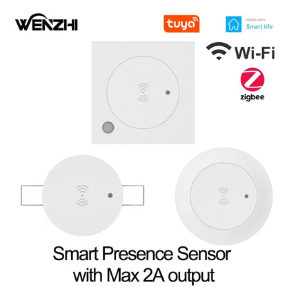 Zigbee & WiFi 24G Motion Sensor Switch – Smart Light Presence Detector with Brightness & Distance Radar, Tuya Smart Life Compatible