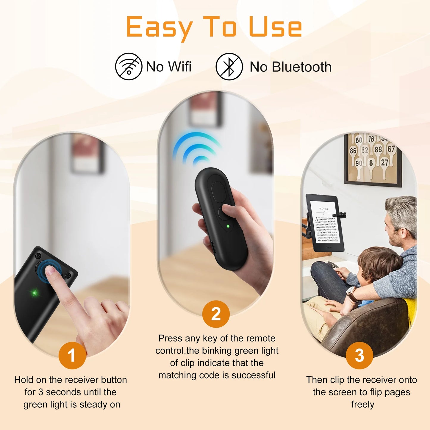 RF Remote Page Turner for Kindle & Kobo — Automatic Page Flipping Device for eReaders and Tablets