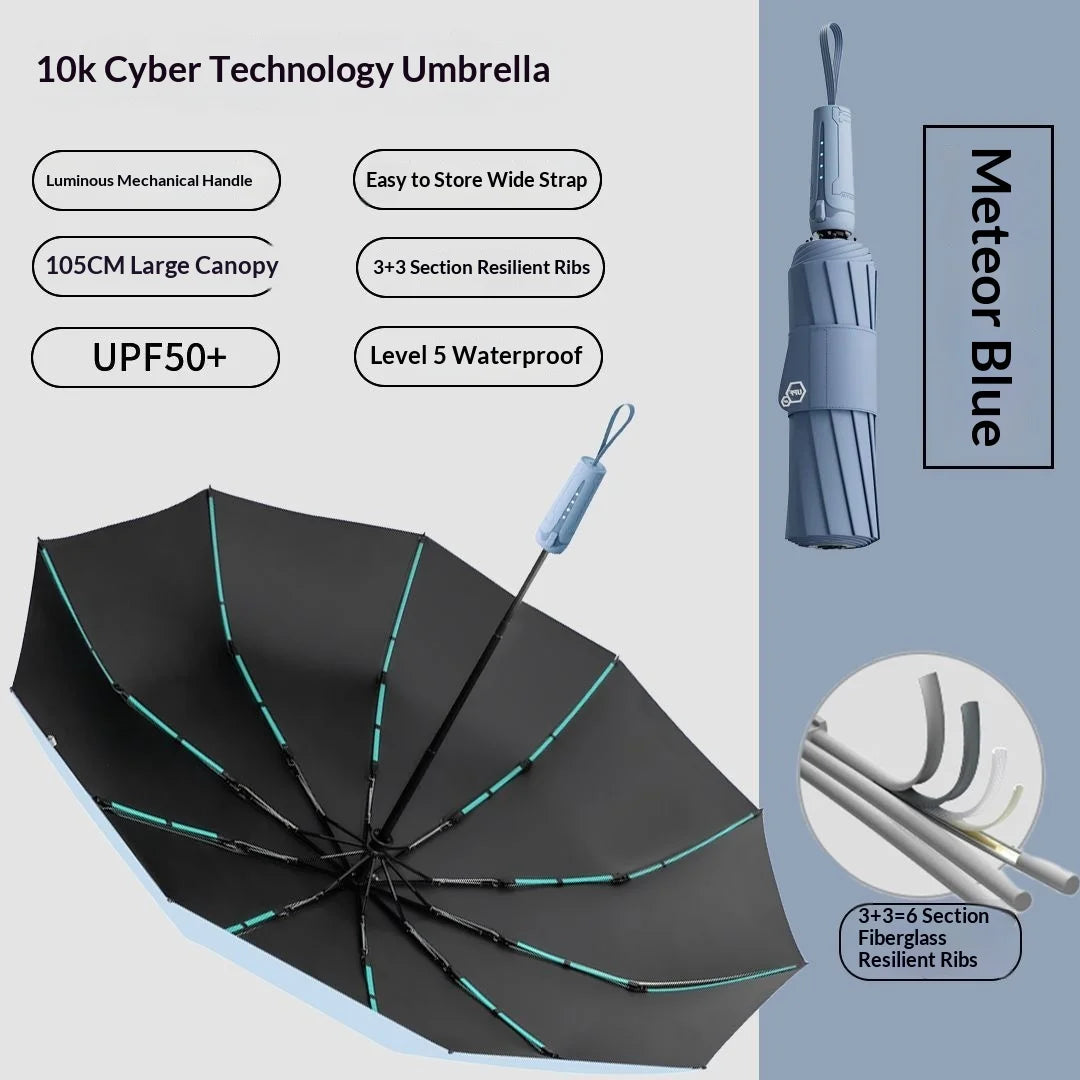 Cyber Style Automatic Umbrella - Extra-Large Reinforced Wind-Resistant & UV-Proof Rain and Sun Umbrella