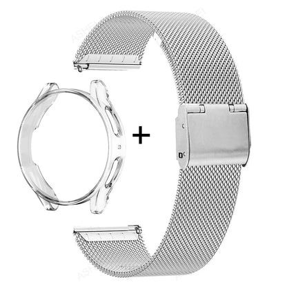 Samsung Galaxy Watch Case & Strap Set – Stainless Steel Band with Screen Protector for Watch 4/5/6, 40mm/44mm/45mm & Watch 5 Pro/6 Classic