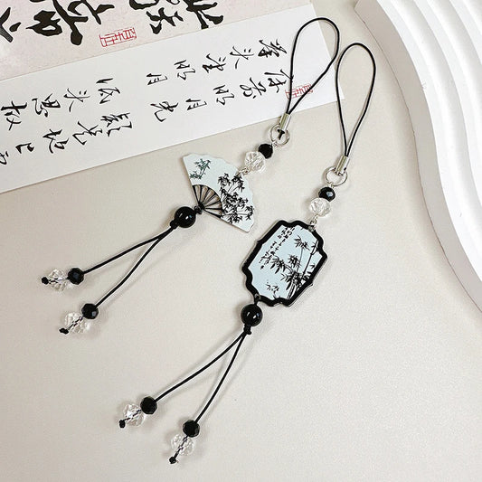 Chinese Style Phone Lanyard - Retro Tassel Anti-Lost Strap with Keychain & Bag Charm