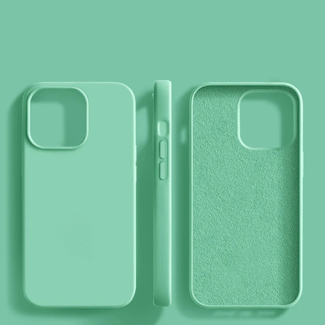 Original Liquid Silicone iPhone Case - Shockproof Soft Back Cover for iPhone 15, 14, 13, 12, 11 Pro Max & More