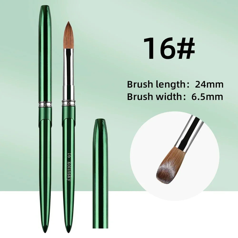 Kolinsky Acrylic Nail Brush — 100% Pure Metal Handle, Sizes 2-18 High-Quality Nail Tool