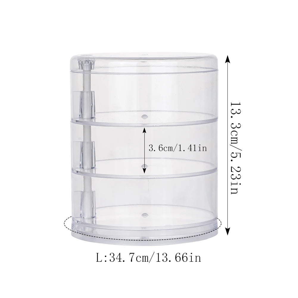 Rotating Jewelry & Makeup Storage Box – Round Plastic Organizer for Bracelets, Earrings with Cover Display Rack