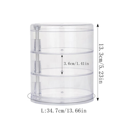 Rotating Jewelry & Makeup Storage Box – Round Plastic Organizer for Bracelets, Earrings with Cover Display Rack