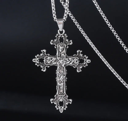 European & American Retro Gothic Cross Necklace – Unisex Hip-Hop Fashion Pendant for Men & Women, Street Style Trendsetter Jewelry Accessory