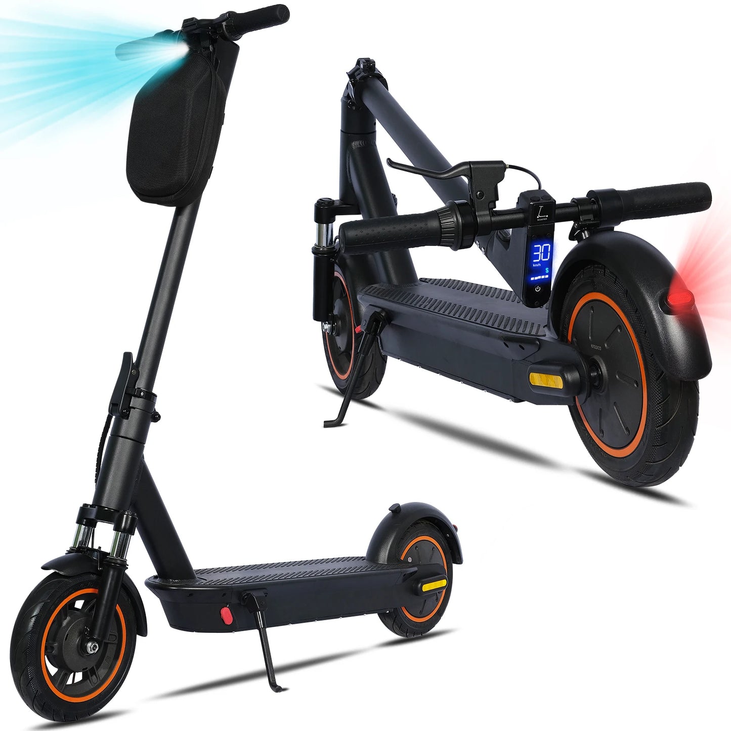 HEZZO G30 36V 500W Electric Scooter — 21MPH, 37.5-Mile Range, 10" Wheels, 15Ah Foldable Escooter with Front Suspension