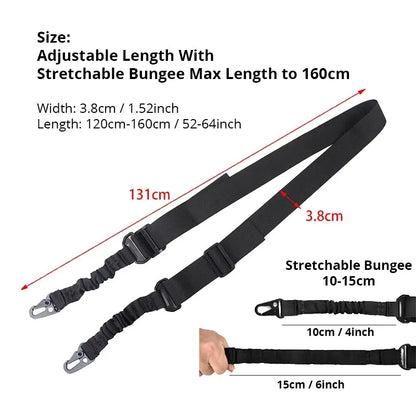 Durable Nylon Tactical Two-Point Sling: Bungee Shoulder Strap for Heavy-Duty Outdoor Hunting Sports