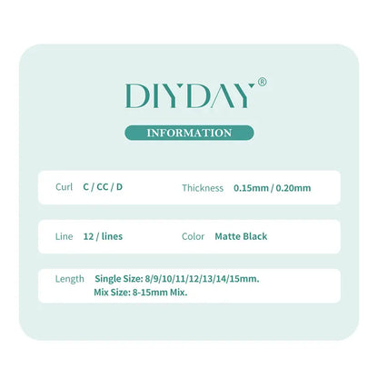 DIYDAY Flat Individual Lash Extensions – 0.15/0.20 Split Tips, Softer Ellipse Classic False Eyelashes Supplies