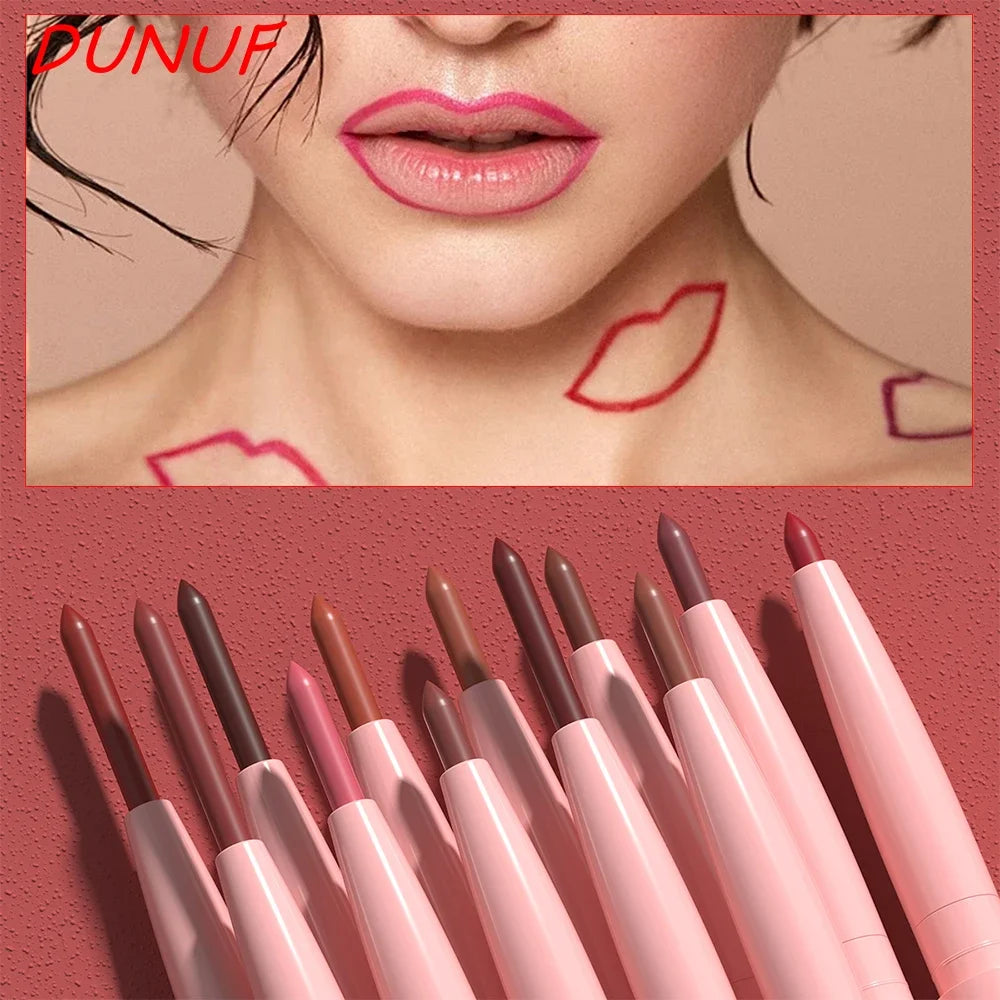 Matte Red Brown Lip Liner Pencil – Waterproof Slim Lip Contour Pen with Tapered Nib Long-Lasting Lip Stain