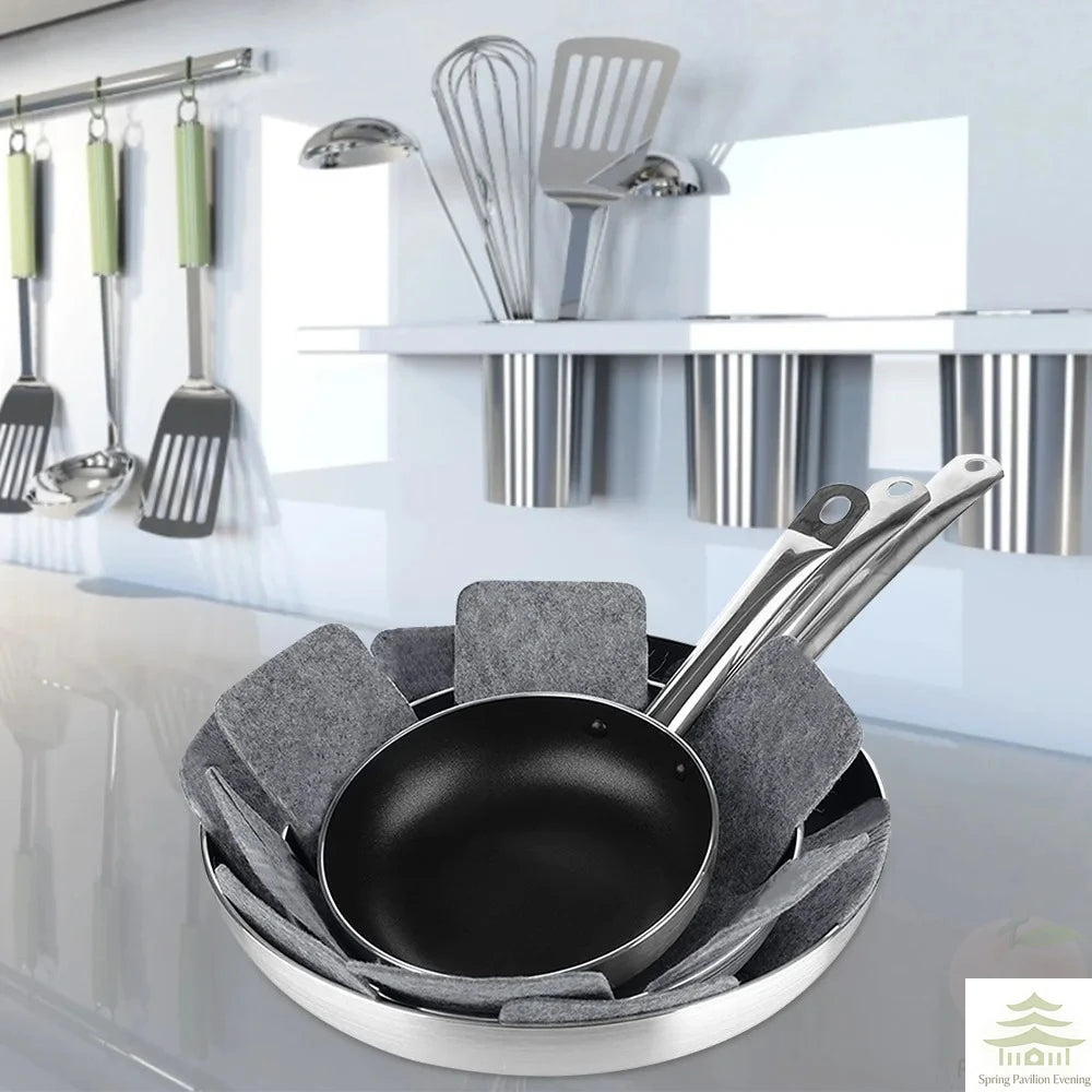 Pot & Pan Protectors Set - 12-Piece Non-Woven Cookware Divider Pads in 3 Sizes