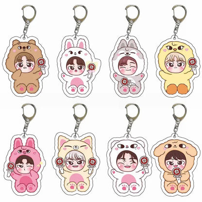 8pcs KPOP Acrylic Keychain Set — Cute Bag Pendants for Fans & Gifts