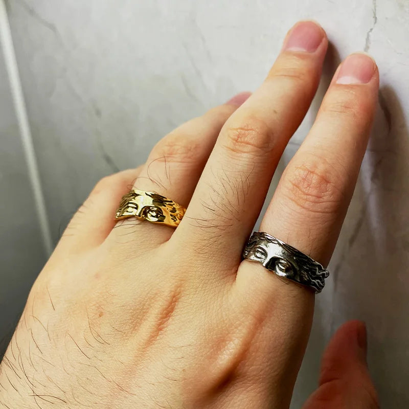 Retro Half-Face Venus Ring – Greek Mythology Vintage Punk Gothic Open Ring, Unisex Designer Jewelry