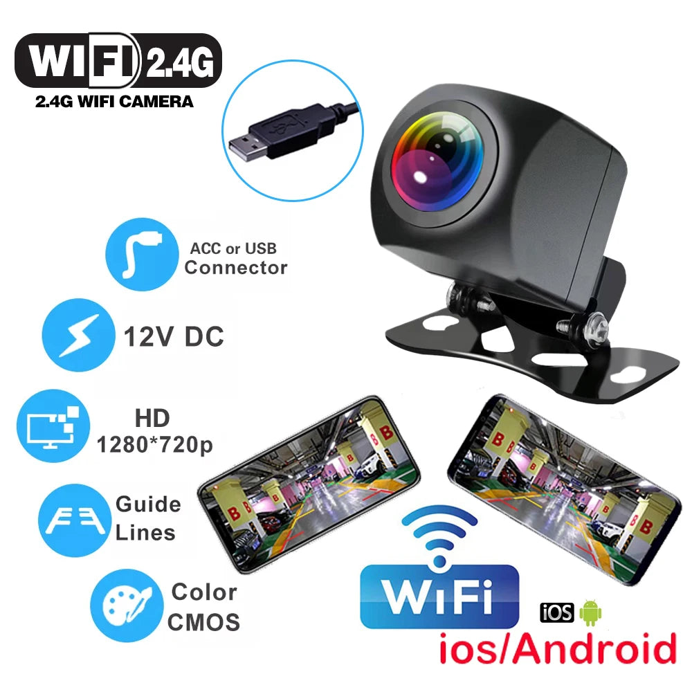 Wireless Car Rear View Camera — HD 170° Waterproof Backup Camera for Android & iOS, 12V/24V