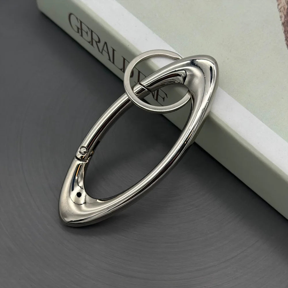 Y2K Punk Star Oval Carabiner Keychain – Axe-Shaped Mountaineering Key Ring Gothic Backpack Accessory
