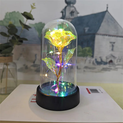 LED Eternal Rose Gift - 24K Gold Foil Flower with Glass Dome Light for Valentine’s Day, Wedding & Special Occasions