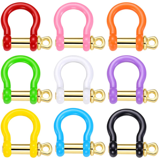 Juya Handmade Enamel U-Shaped Pendant Clasps - Colorful Screw Bolt Carabiner Fasteners for DIY Jewelry Making Accessories