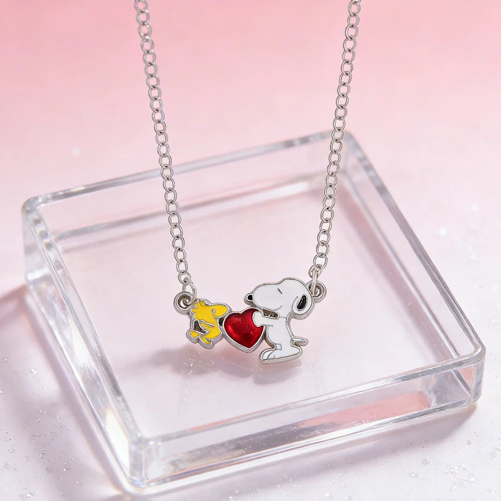 Snoopy Zircon Pendant Necklace - Trendy Oil Drop Sweater Chain Jewelry for Couples & Best Friends