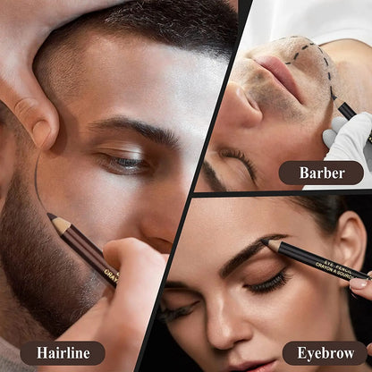 White Barber Beard Pencil & Edge Hairline Razor – Precision Hairline Shaping Pen with Sharpener for Beard & Hair Contouring Makeup Tool