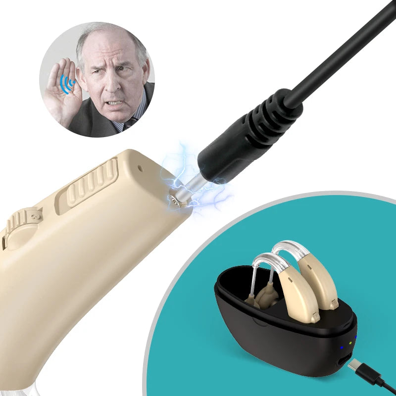 BTE Rechargeable Sound Amplifier - Hearing Aid for Severe Deafness - Rechargeable Aid for the Deaf