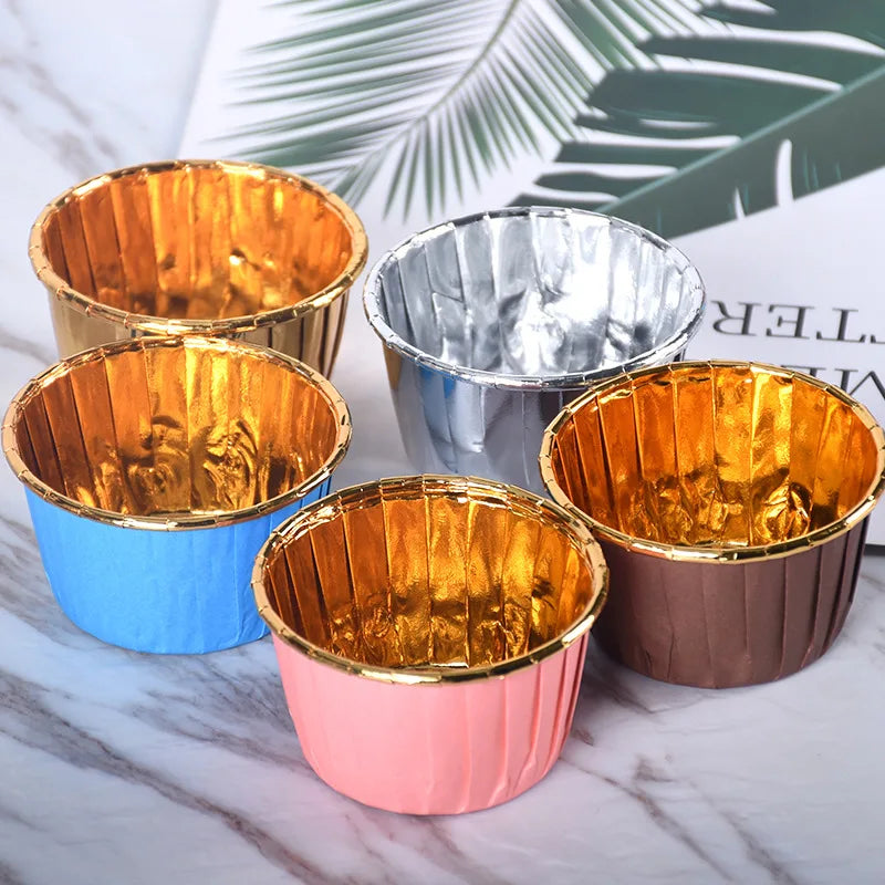 50pcs Newspaper Style Cupcake Liners: Middle Size Baking Cups for Wedding Party, Tulip Muffins, Oilproof Cake Wrappers