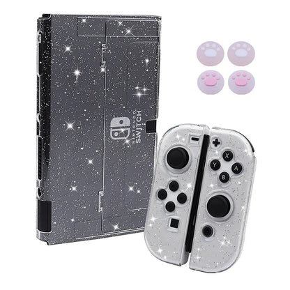 Glittery Transparent TPU+PC Protective Case for Nintendo Switch OLED - Console Skin & Accessories