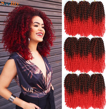 Kinky Curly Crochet Hair Extensions 8–12 Inch – Marlybob Jerry Curl Synthetic Afro Curly Hair, Short Passion Twist Braiding Crochet Hair for Women