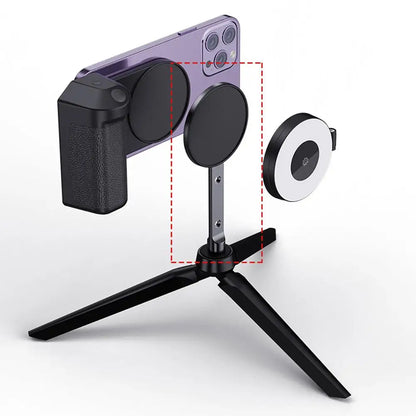 Phone Photography Magnetic Tripod Stabilizer: Anti-Shake Selfie Holder with 1/4 Interface Phone Photo Bracket - Macsafe Cradle Compatible