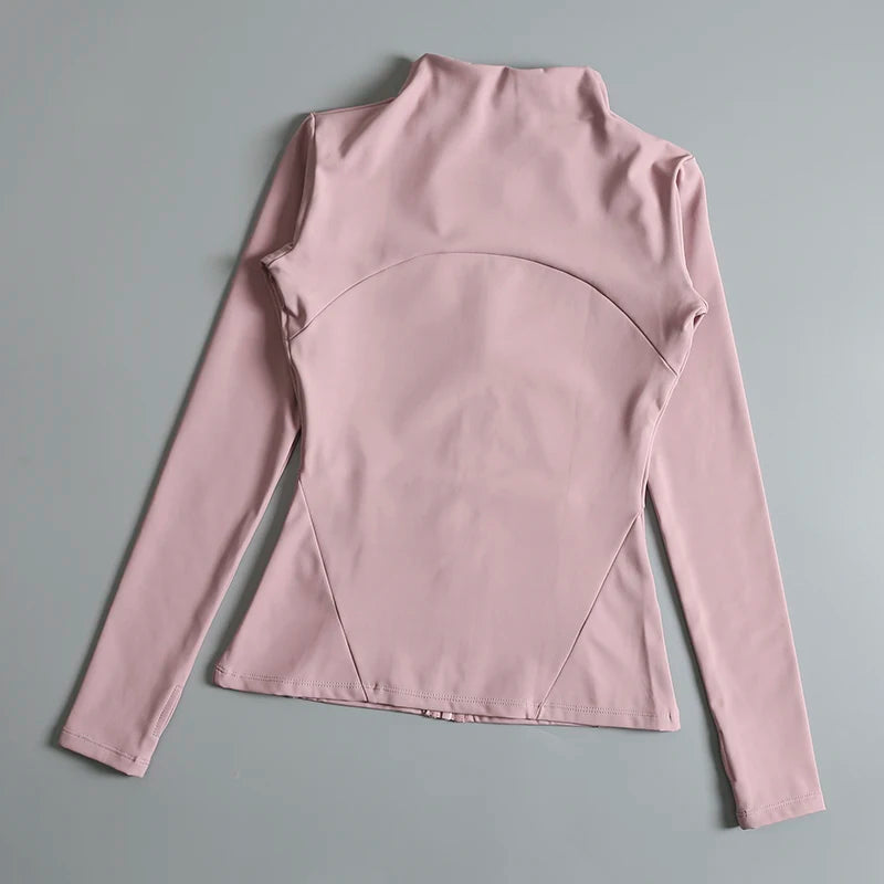 New Yoga Wear Ladies Coat – High Elastic Loose Fitness Top, Long Sleeve Stand-Up Collar for Exercise