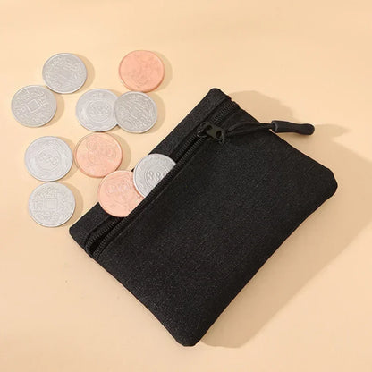 Canvas Mini Coin Purse with Zipper – Cute Solid Color Key & Money Pouch for Kids, Women & Men