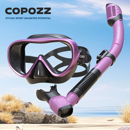 COPOZZ Full Vision Diving Mask - HD Anti-Fog Snorkeling Mask Set for Swimming & Underwater Diving