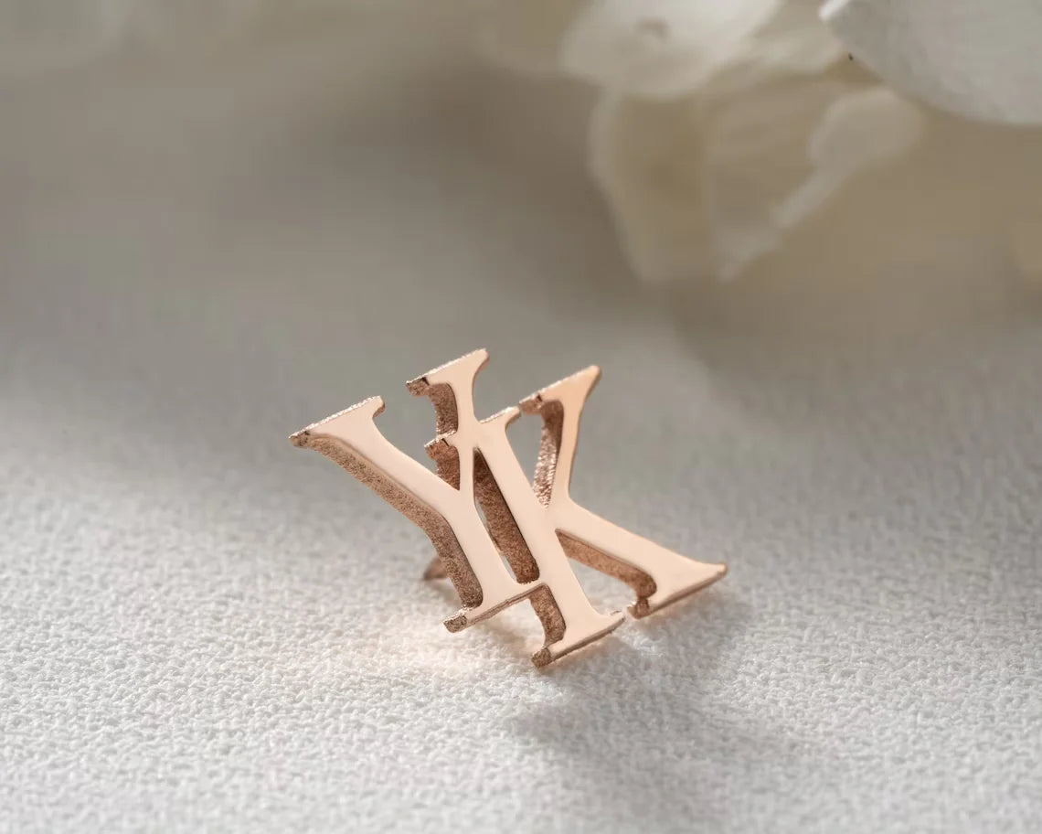 Personalized Men's Initial Lapel Pin - Custom Stainless Steel Letter Brooch for Wedding or Best Man Gift