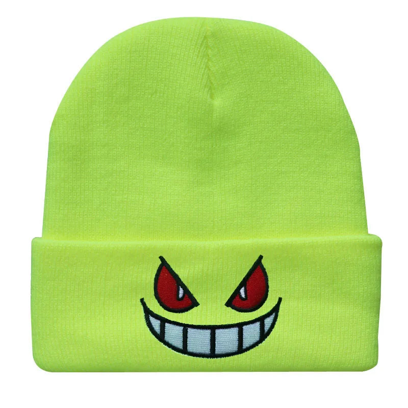 6 Colors Gengar Pokemon Knitted Hat – Cute Anime Wool Embroidered Warm Cap for Girls
